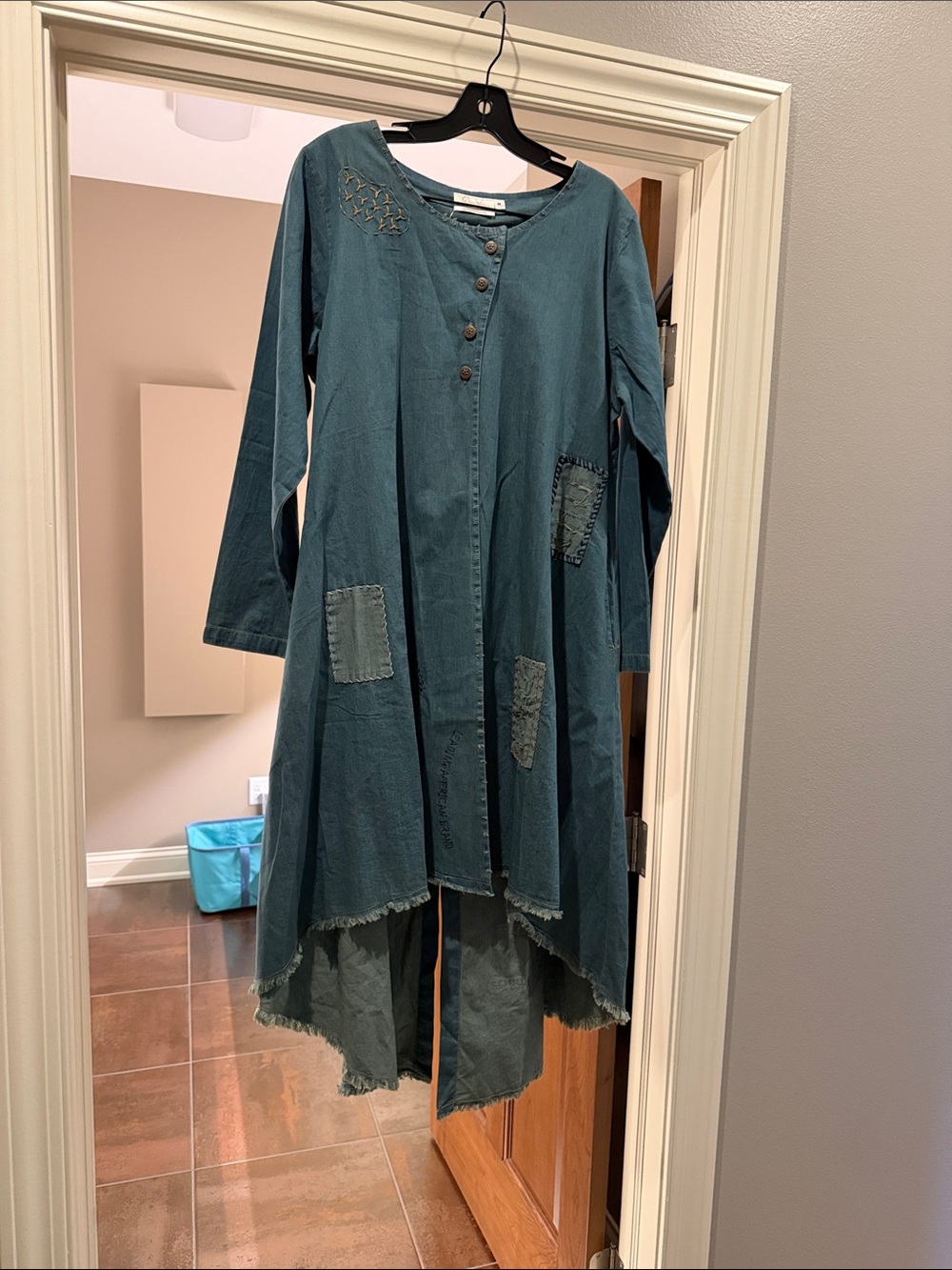 Handmade-Style denim Longline Button Front shirt